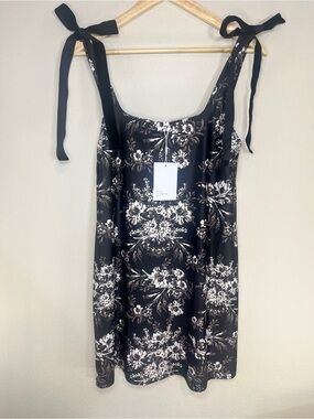 Smith & Quinn Constance Masquerade Black Floral Tie-Shoulder Slip Mini Dress M